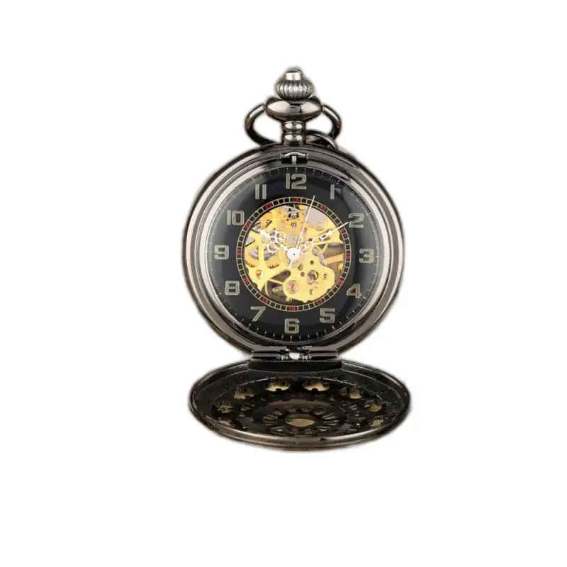 Antigo Relógio de Bolso de Luxo Mecânico Steampunk Preto