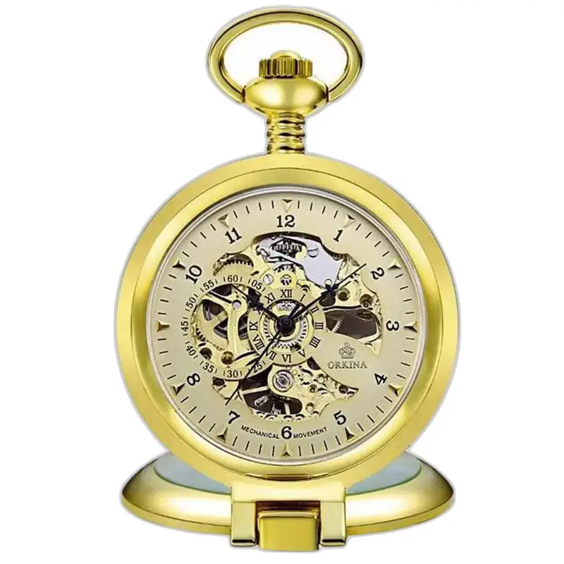 Relógio de bolso mecânico de prata vintage luxuoso