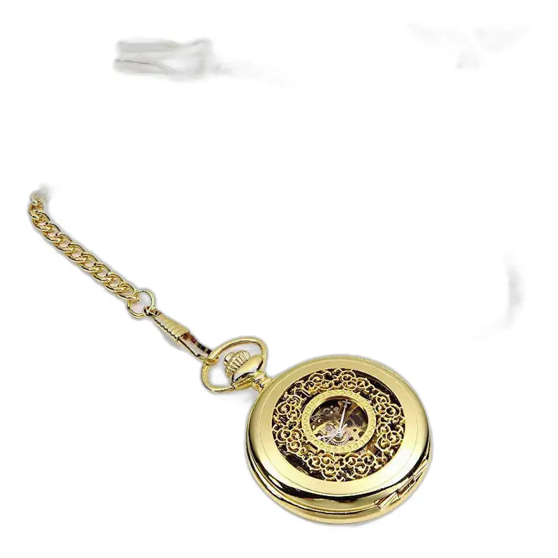 Relógio de bolso Steampunk moderno oco preto