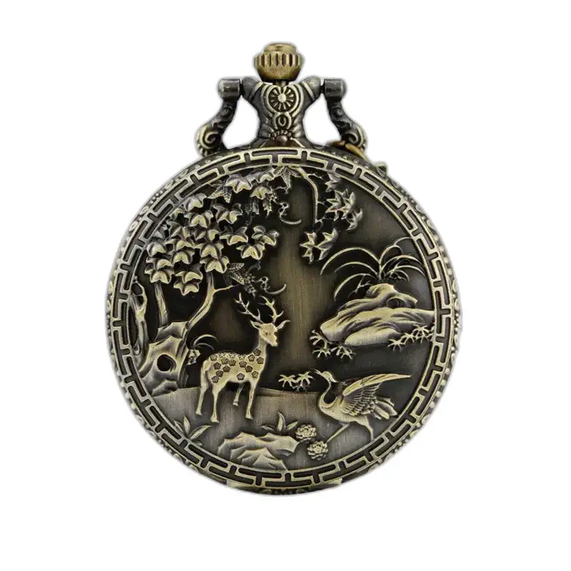 Relógio de bolso vintage com colar de bronze Eden