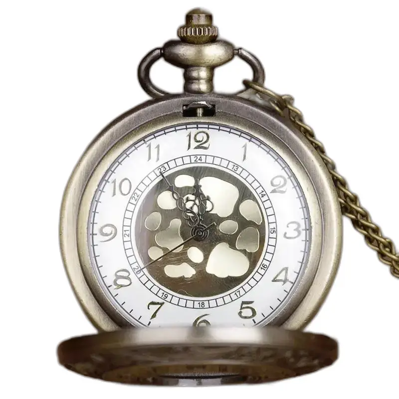 Relógio de bolso vintage com colar meio caçador