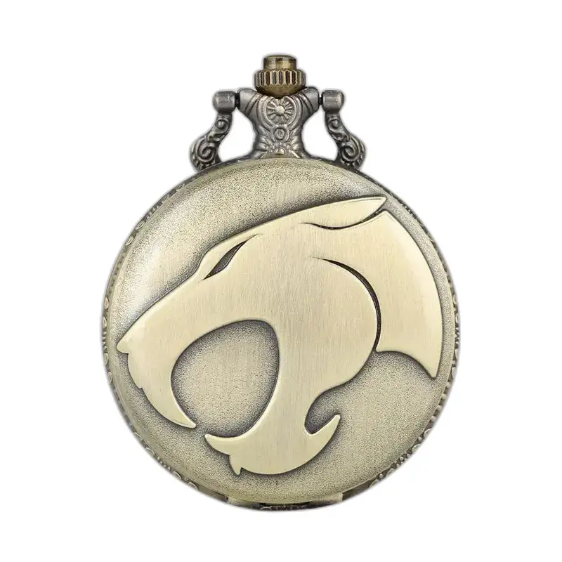 Relógio de bolso com colar de pantera de bronze