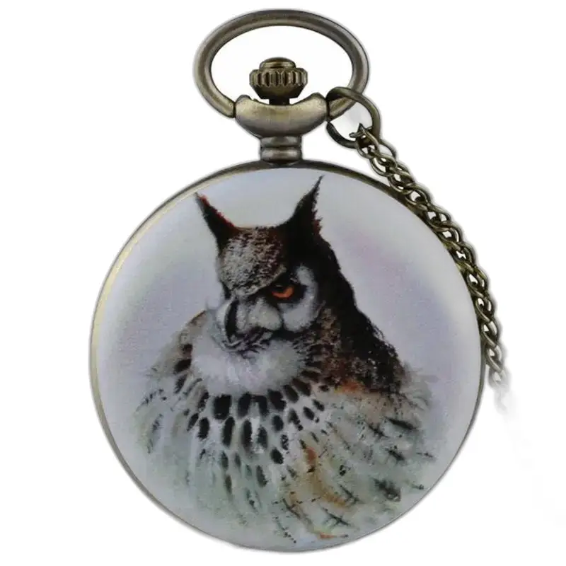 Relógio de bolso extravagante com colar Snowl em bronze