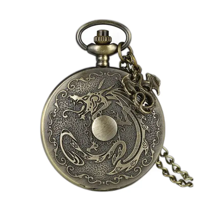 Relógio de bolso com colar estilo extravagante em bronze