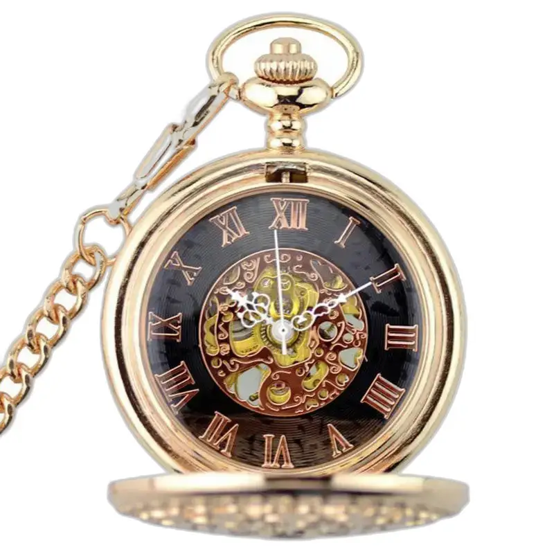 Relógio de bolso Demi Chasseur em ouro rosa com algarismos romanos e movimento mecânico