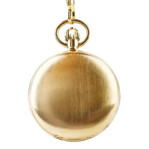 Relógio de bolso duplo luxuoso em ouro, um acessório elegante para homem e mulher