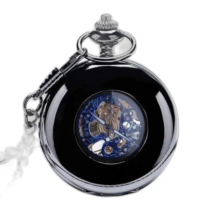 Relógio de bolso elegante para homem com design exclusivo em preto e prata