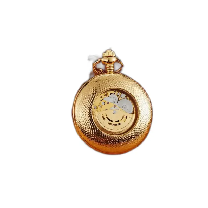Relógio de bolso automático clássico luxuoso em ouro com mecanismo mecânico elegante