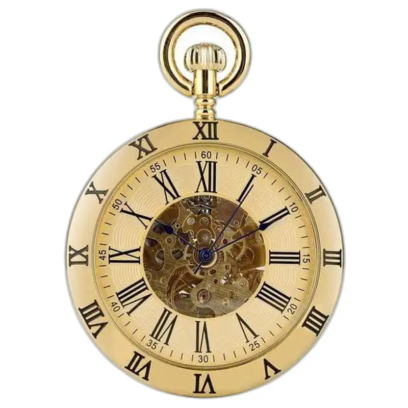 Relógio de bolso de luxo Pierre D'or com engrenagens visíveis e elegante acabamento dourado