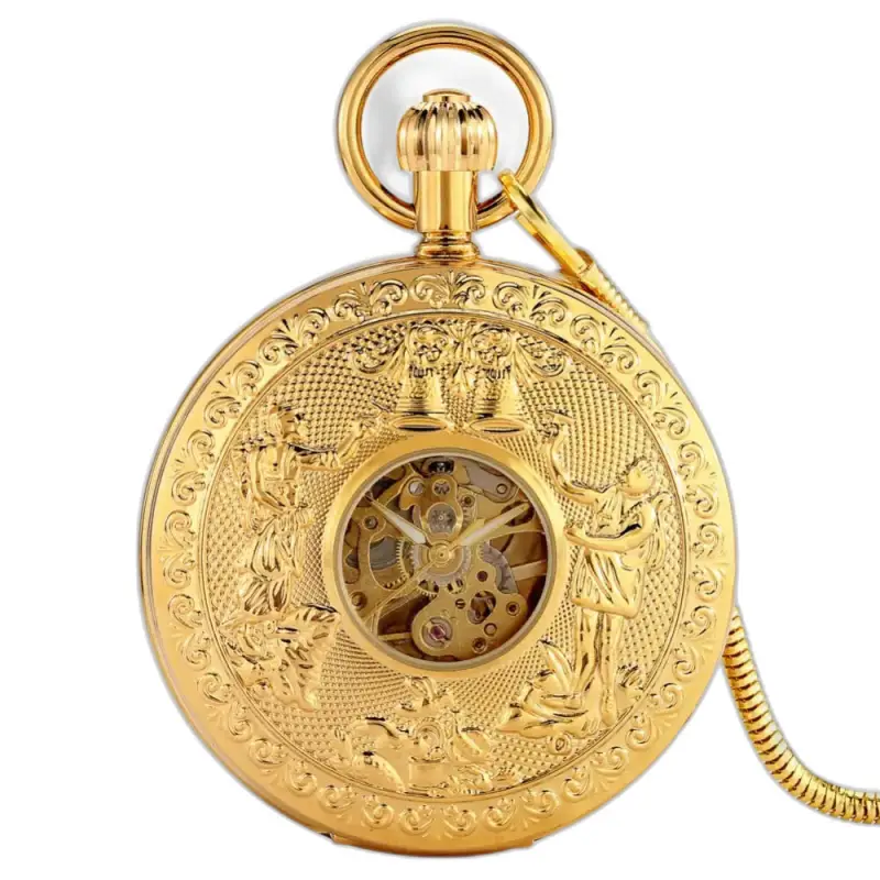 Relógio de bolso mecânico Golden Bell Luxe com um elegante design dourado