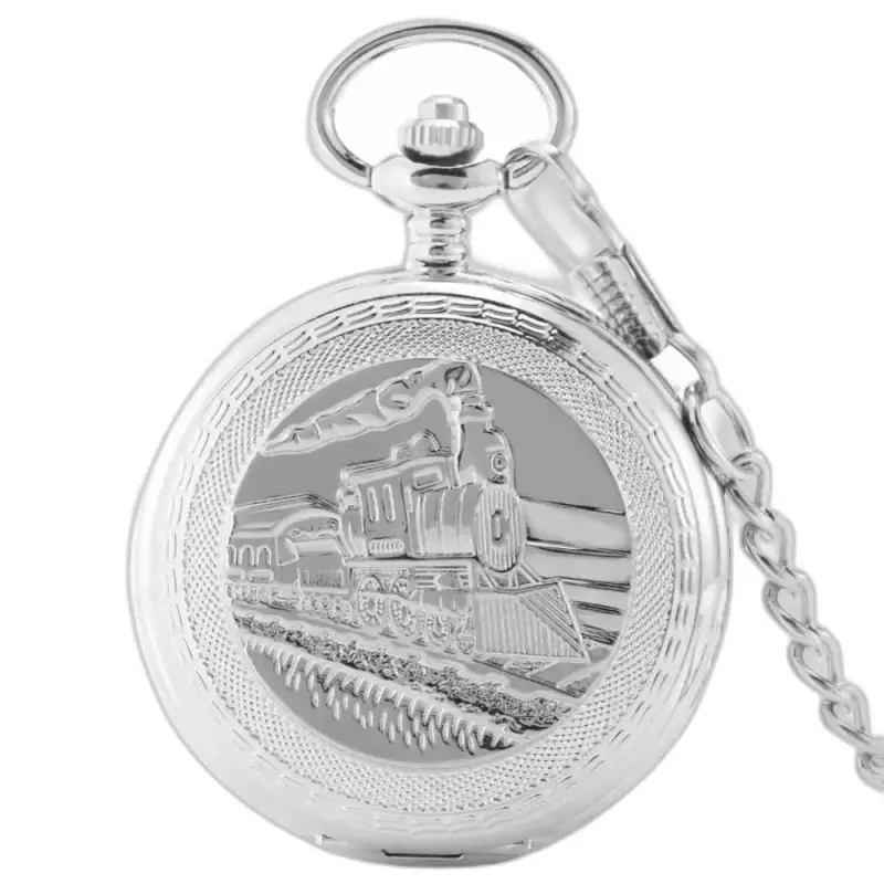 Relógio de bolso mecânico Regal Luxe Locomotive com bolso mecânico de locomotiva prateado