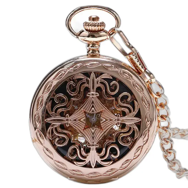 Relógio de bolso mecânico Lady em ouro rosa com um design elegante em ouro rosa