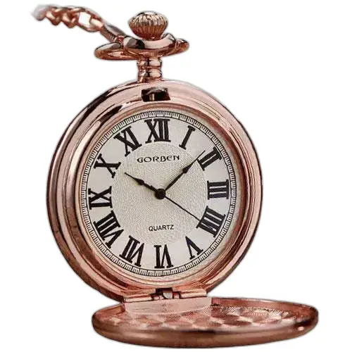 Relógio de bolso Hunter Rose Gold Quartz com um elegante design em ouro rosa
