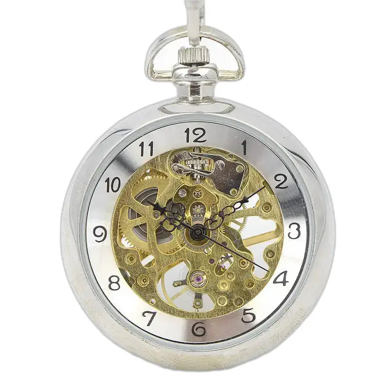 Relógio de Bolso Romano Mecânico de Luxo em prata, elegante e refinado