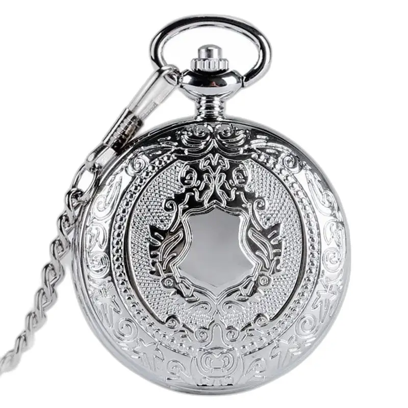 Relógio de bolso Chasseur Chic com caixa em prata real e corrente de prata ornamentada