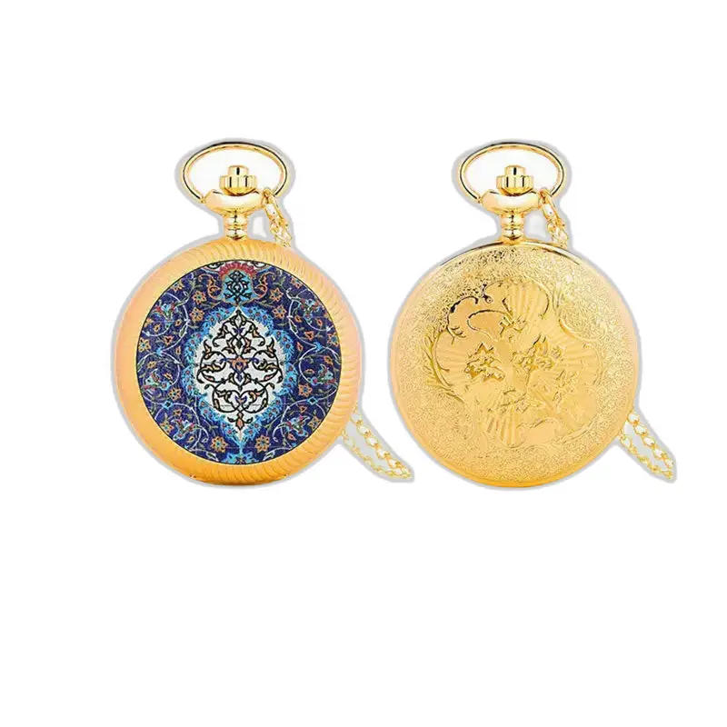 Dois elegantes relógios de bolso Fleur Rouge banhados a ouro e adornados com ouro