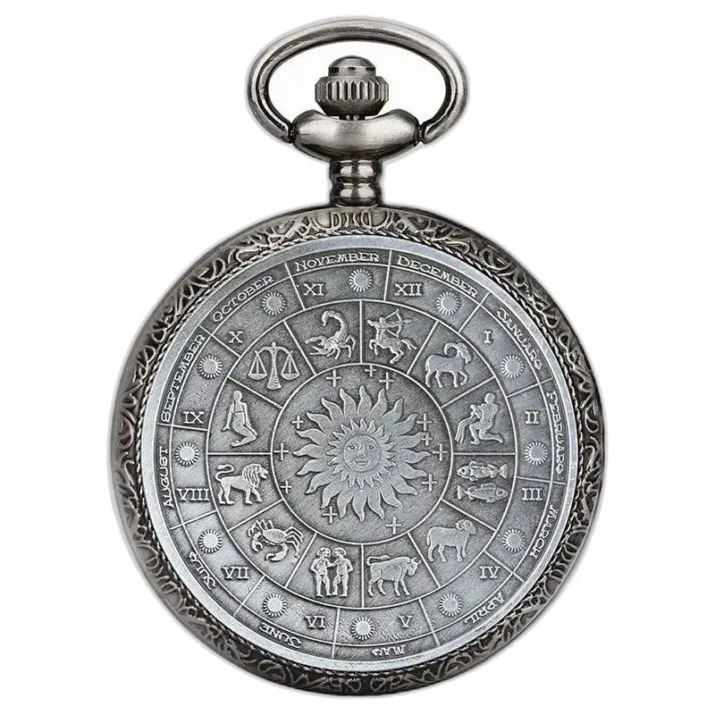 Relógio de bolso Zodiac em prata com estilo vintage elegante e atemporal