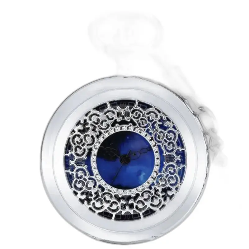 Relógio Colar em Prata com mostrador azul e elegante motivo Coração Azul