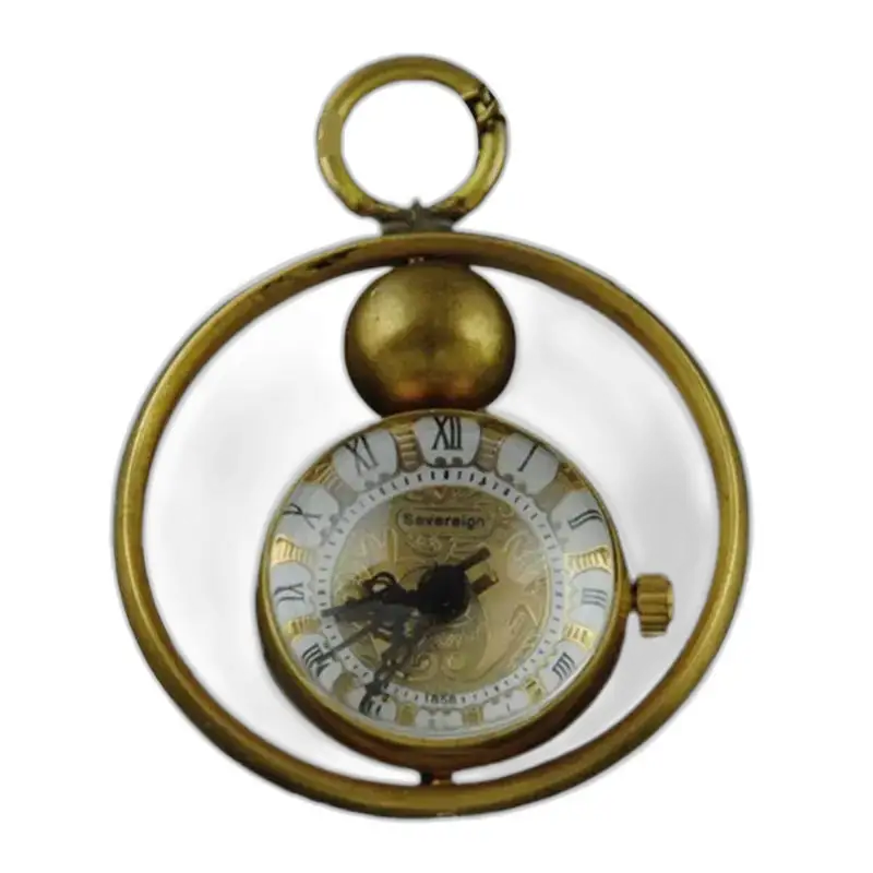 Colar de relógio com pingente dourado mecânico vintage cobre para homens e mulheres