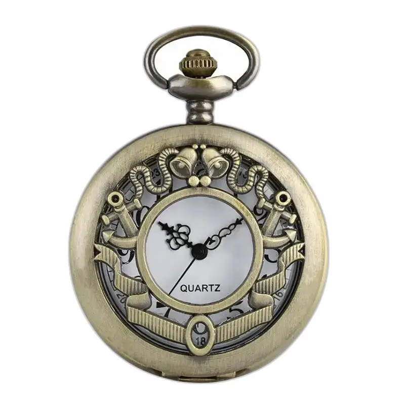 Relógio colar My Little Flower em bronze com design de relógio de bolso antigo