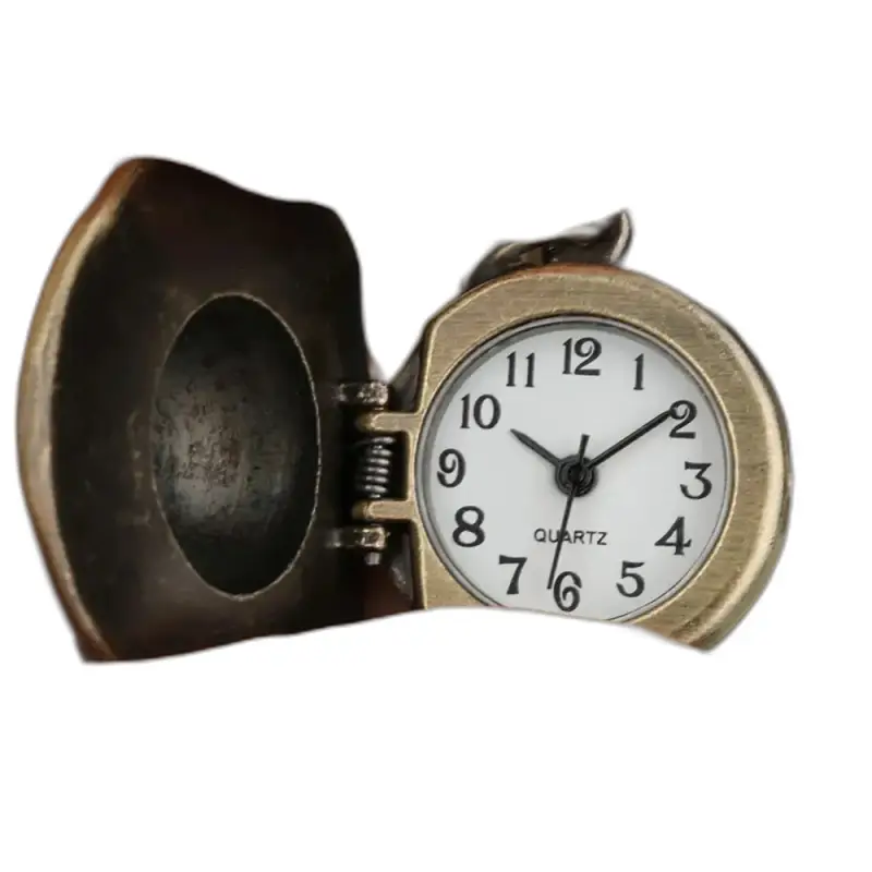 Relógio original com colar de chapéu de bronze e tampa de bronze articulada