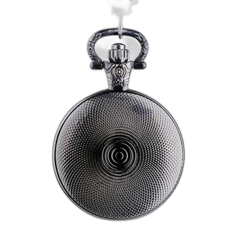 Relógio de colar personalizado para homens e mulheres, elegante relógio de bolso de metal preto
