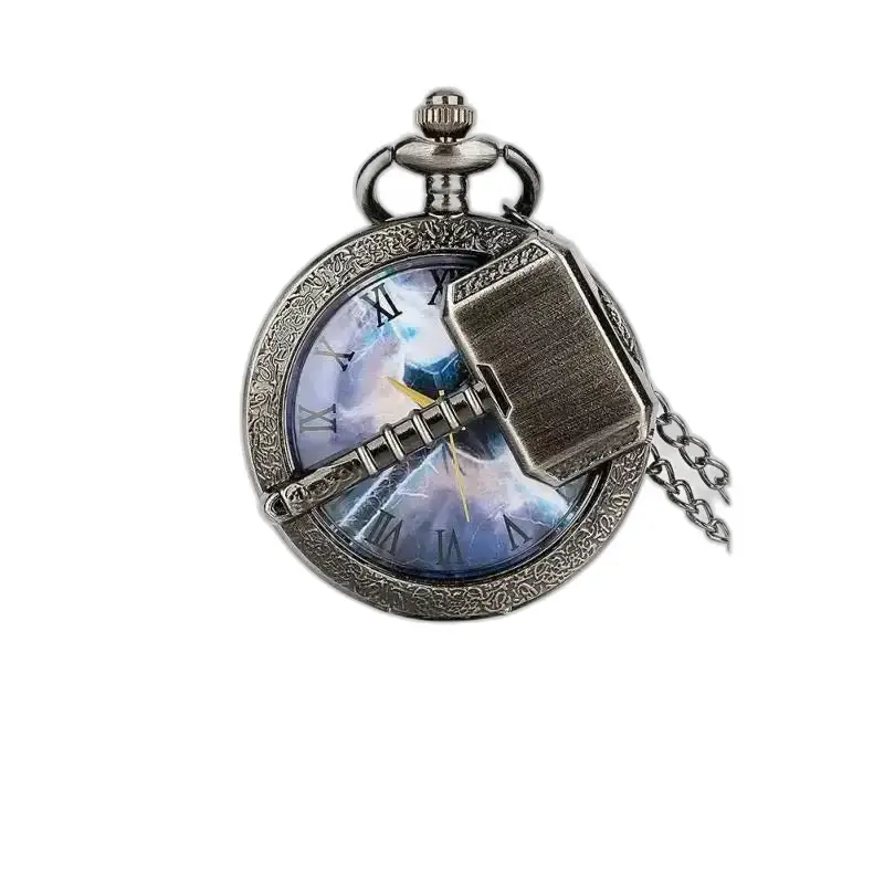 Relógio feminino com colar de quartzo Thor's Hammer com design inspirado em Thor