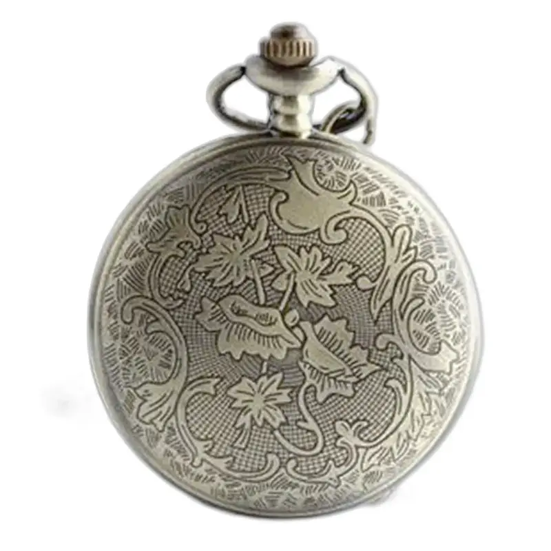 Relógio Collier prateado vintage adornado com elegantes detalhes florais