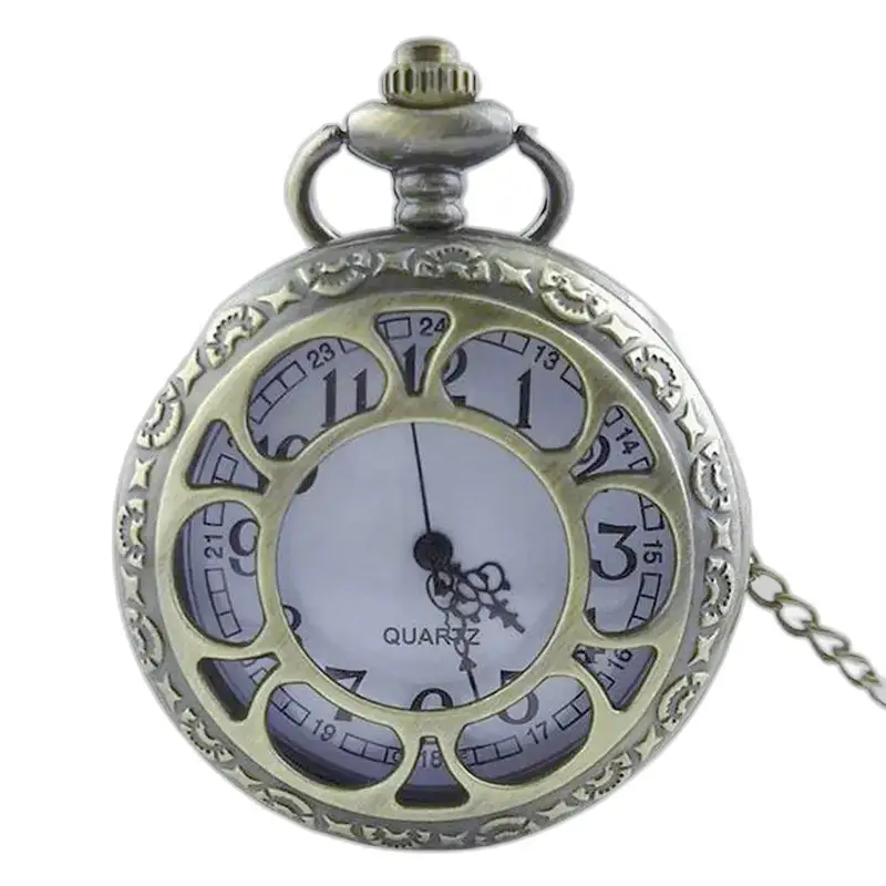 Relógio vintage de quartzo feminino e masculino com caixa de bronze elegante e ornamentada