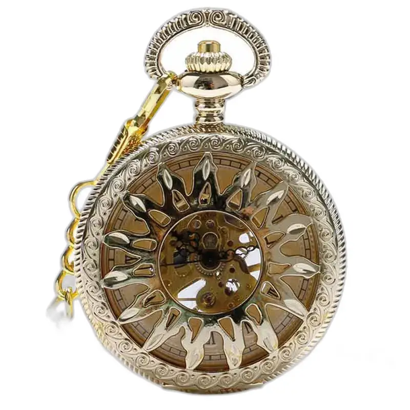 Relógio de bolso luxuoso com diamantes e design deslumbrante de diamantes dourados