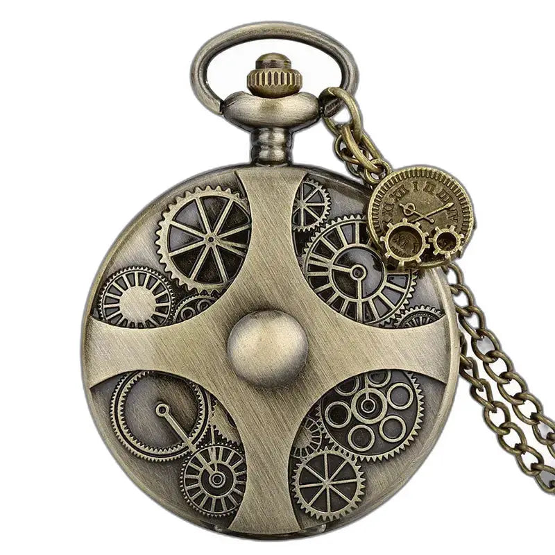 Relógio de bolso Steampunk Chic com mecanismo visível e estilo vintage