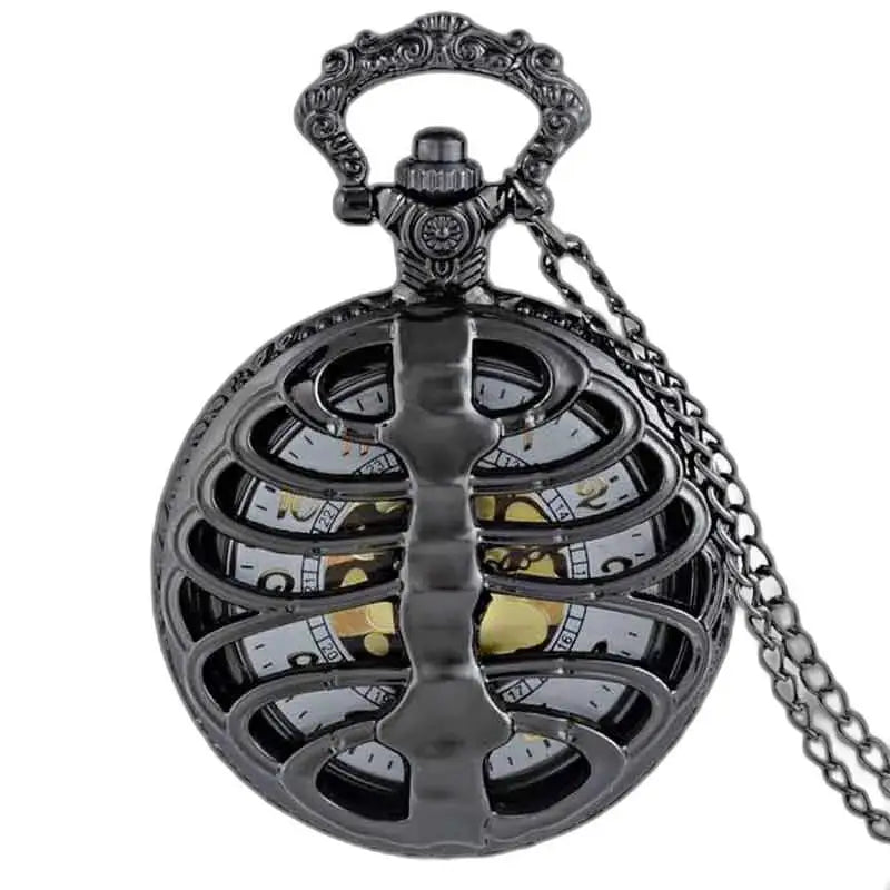 Relógio de bolso Steampunk Palladium com caixa torácica preta