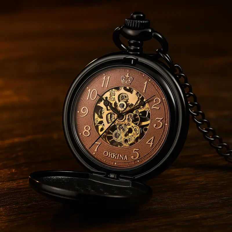Relógio de bolso de luxo com corda manual e movimento mecânico, estilo elegante