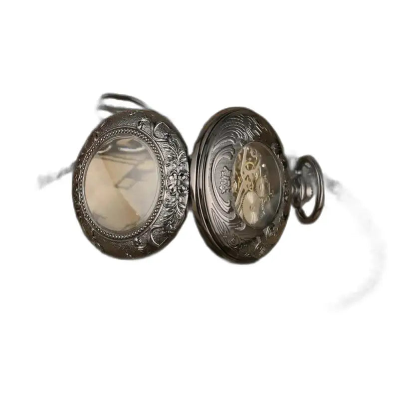 Relógio de bolso mecânico masculino moderno Regalcrown em prata ornamentada elegante