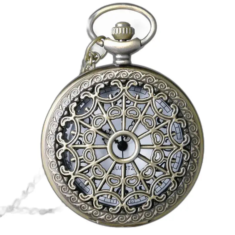 Relógio pendente feminino de prata estilo vintage antigo com design de relógio antigo