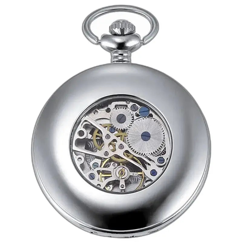 Movimento mecânico luxuoso de relógio de bolso azul com caixa prateada