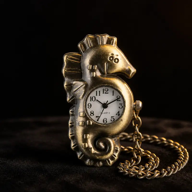 Relógio de bolso de quartzo Seahorse para mulheres