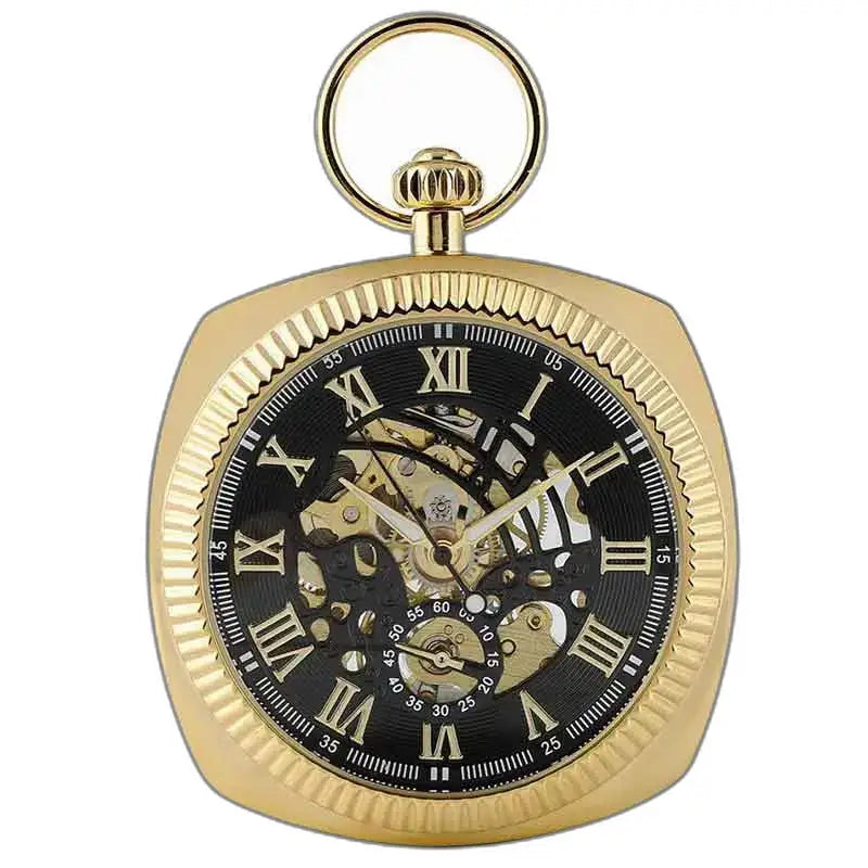 Relógio de bolso mecânico de luxo para homens em ouro com algarismos romanos