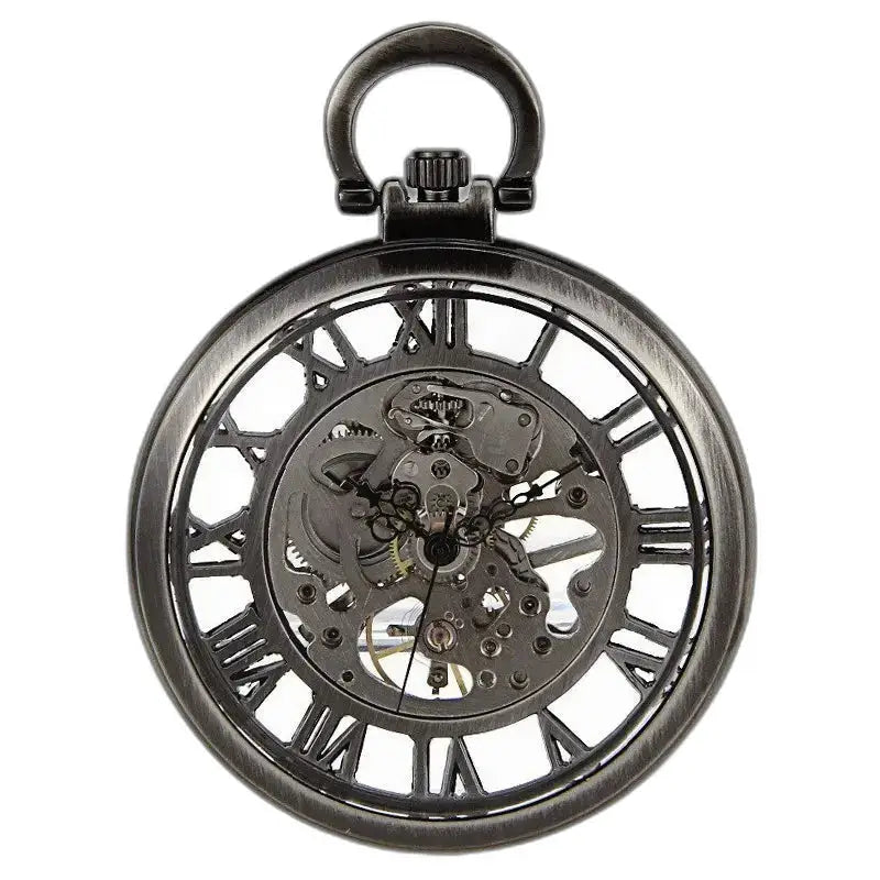 Relógio de bolso esqueleto automático feminino masculino com elegantes algarismos romanos