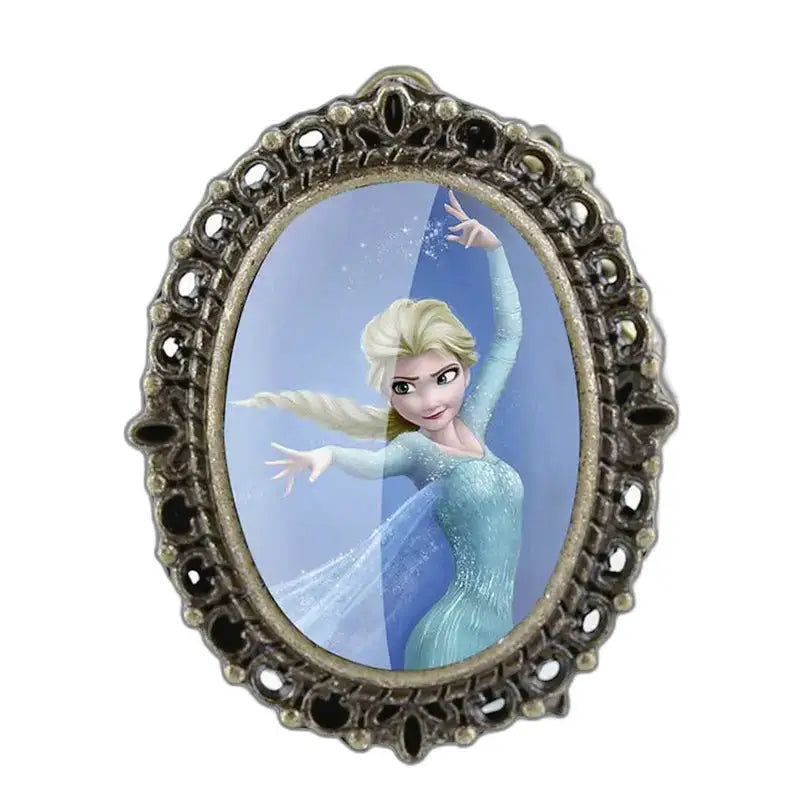 Pingente Elsa em moldura ornamentada Relógio vintage com pingente Elsa em bronze