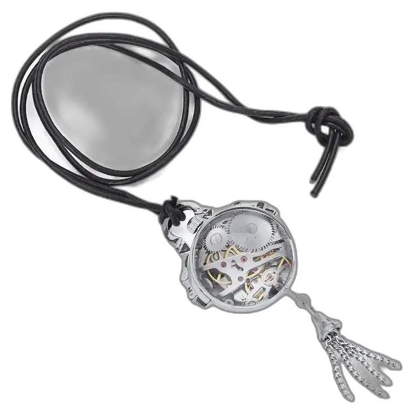 Relógio pingente mecânico vintage feminino prata bronze com design elegante de esqueleto