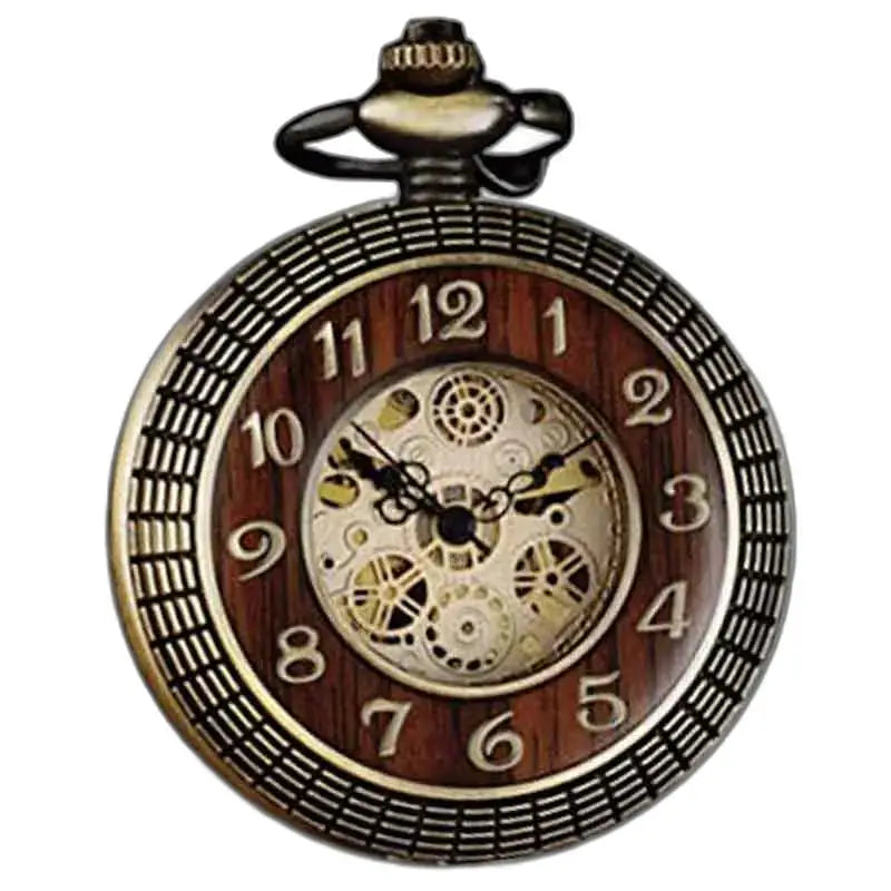Relógio de bolso automático de madeira Merbeau com movimento visível e estilo vintage