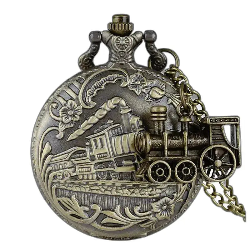 Colar de relógio Steampunk com medalhão antigo, relógio steampunk com tema ferroviário