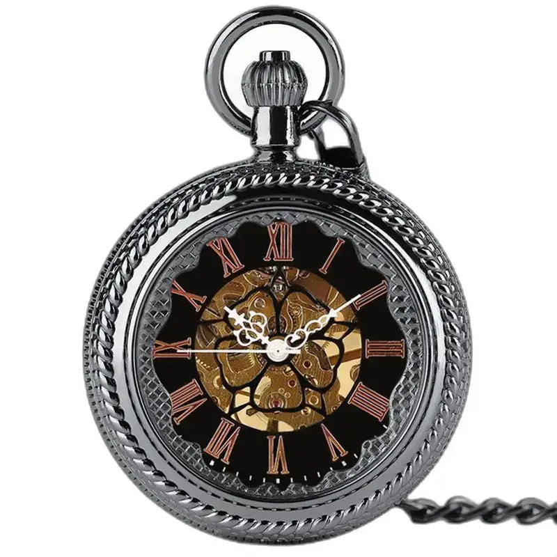 Relógio Steampunk Fob com tela analógica chique com design prateado intrincado