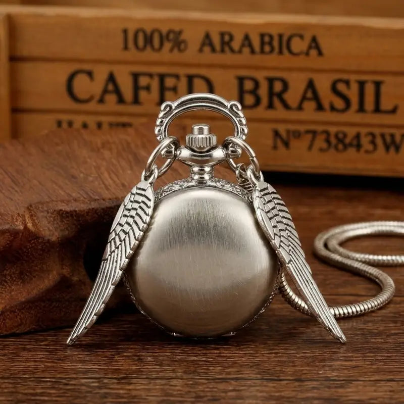 Relógio de Bolso Quartz Colar Asas para Mulher Ouro Prata Bronze