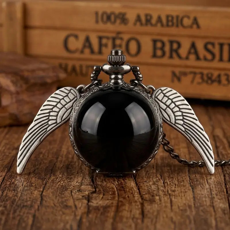 Relógio de Bolso Quartz Colar Asas para Mulher Ouro Prata Bronze