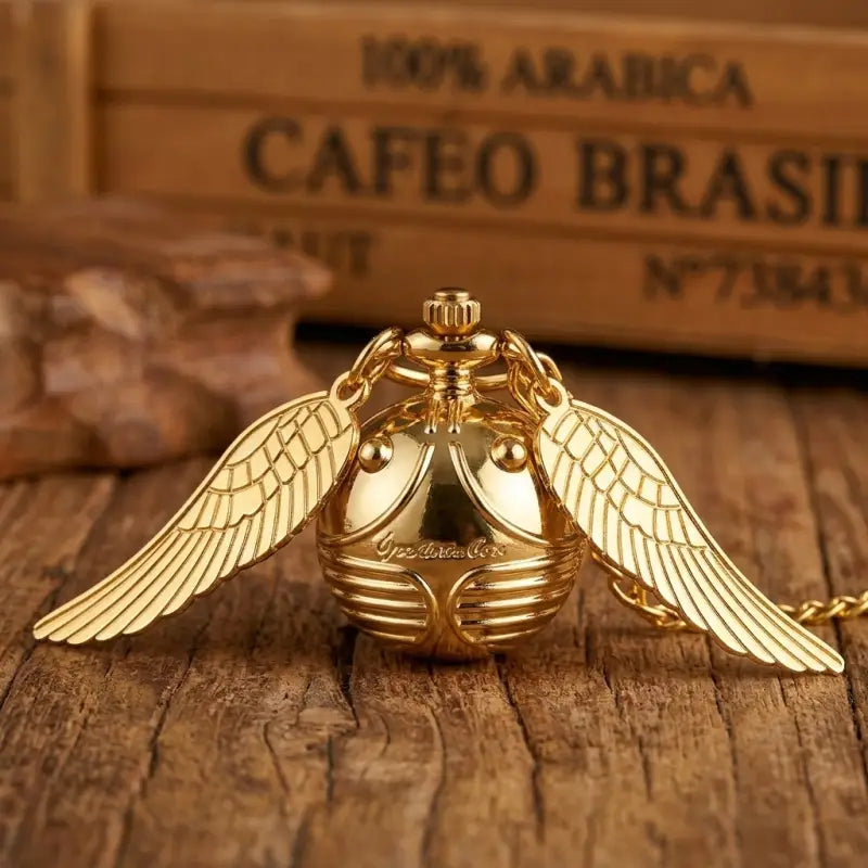 Relógio de Bolso Quartz Colar Asas para Mulher Ouro Prata Bronze