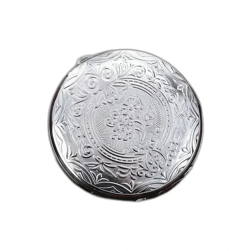 Relógio de bolso automático masculino gravado - capa caçador prateada gravada com motivos florais, fechado