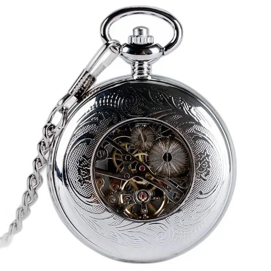 Relógio de Bolso Royal Silver Estojo Chic Hunter com mecanismo elegante
