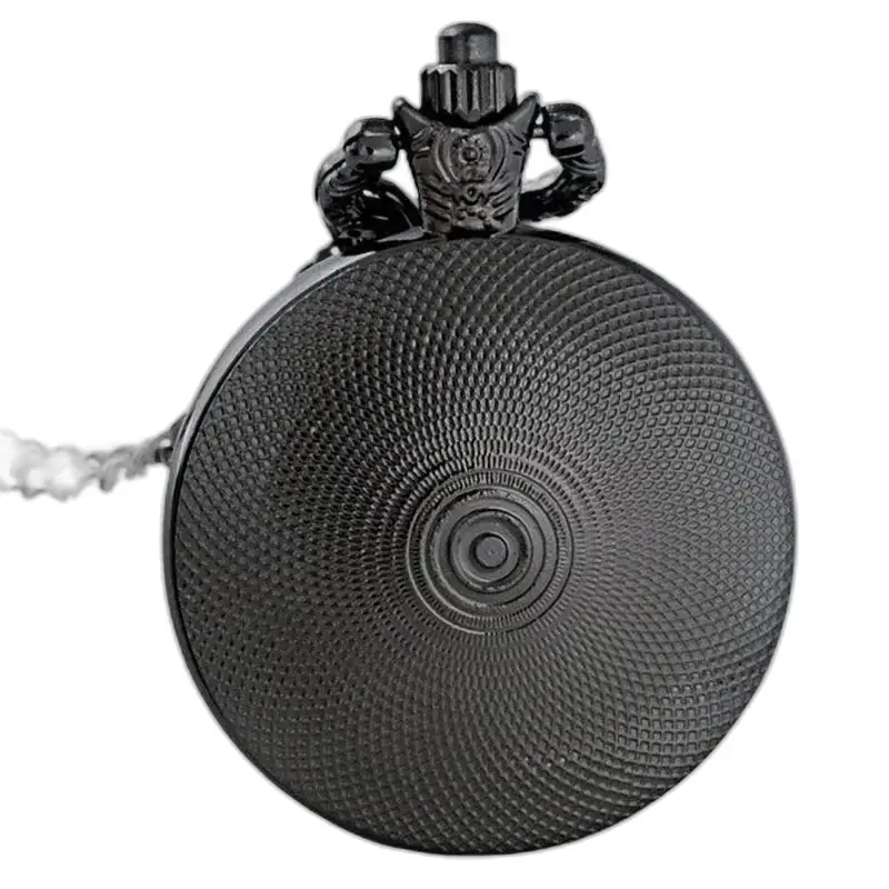 Montre collier Fleurs Charmeuses avec une montre de poche noire à surface texturée